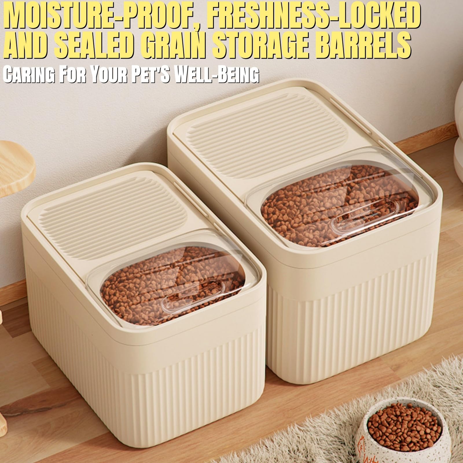 High-Capacity Pet Food Container Airtight With Cup, Dog Food Storage Container,Durable Design For Dog,Cat, Bird Food Storage, Keep Dry Food