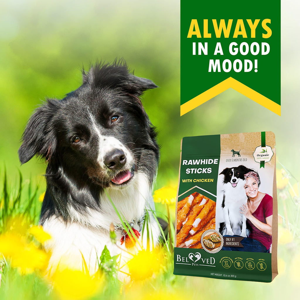 Rawhide Sticks for Dogs Chicken-Wrapped Grain-Free Chews