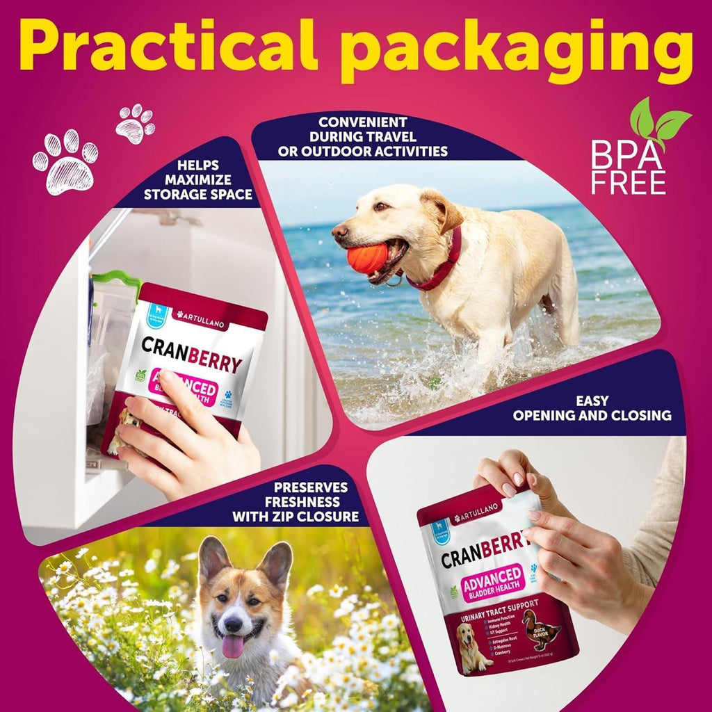 Dog UTI Treatment Cranberry Supplement Bladder Control 70 Soft Chews