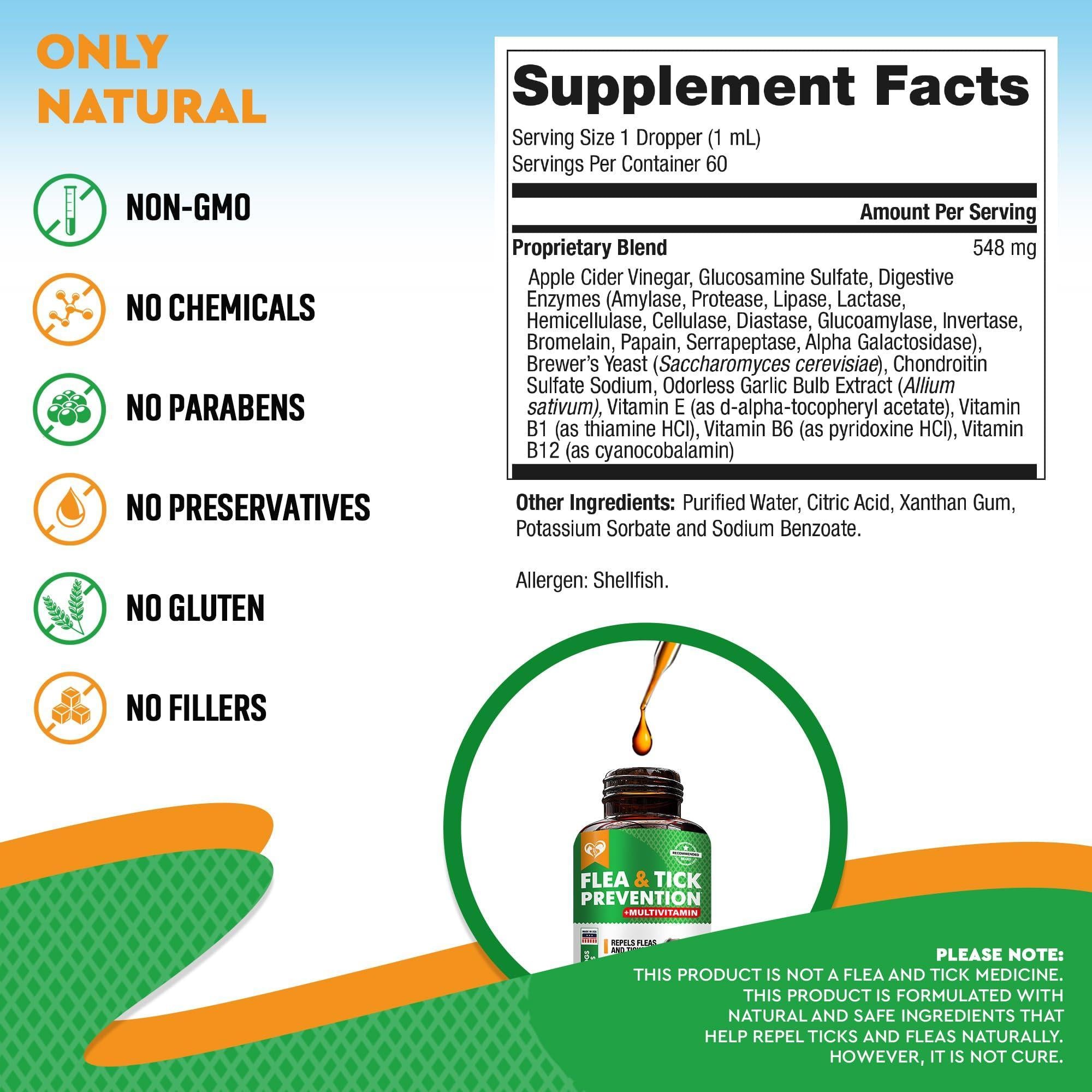 Oral Flea & Tick Drops for Dogs & Cats Multivitamin All Sizes
