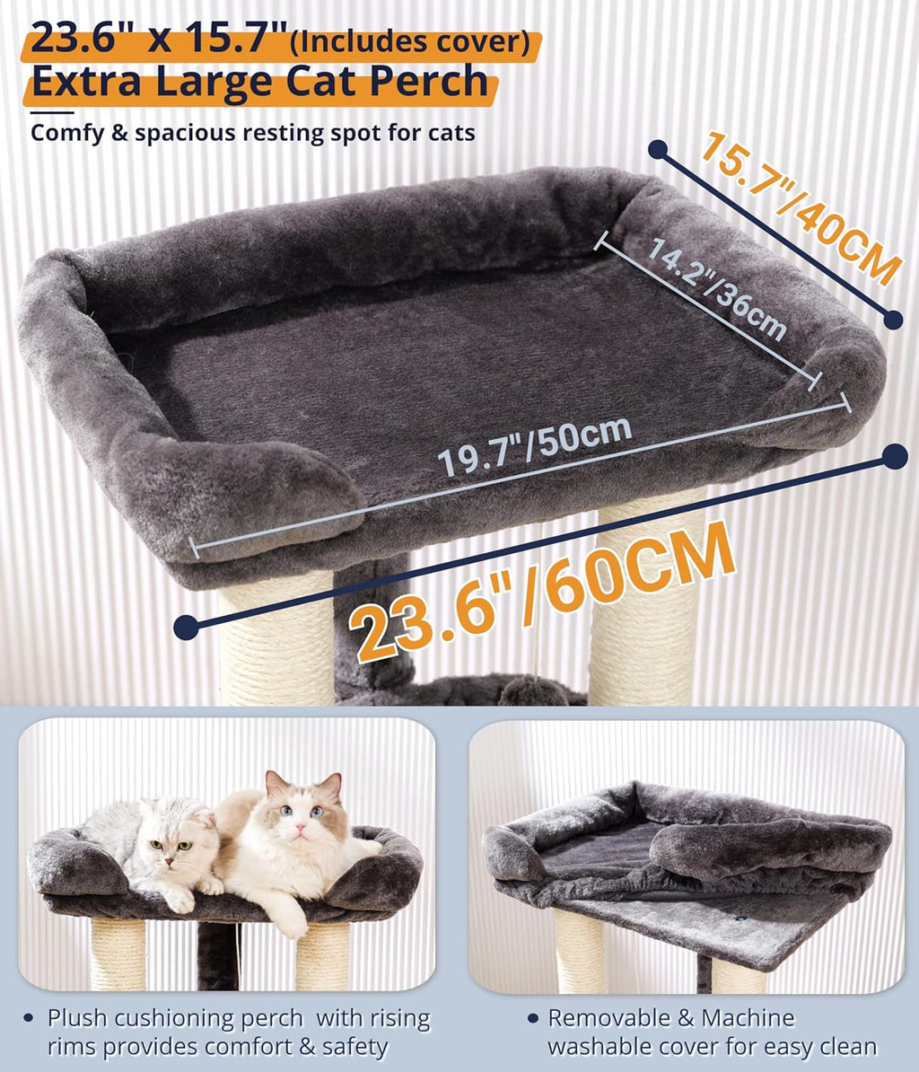28-Inch Cat Tree for Large Cats | Window Perch, Hammock & Scratching Post