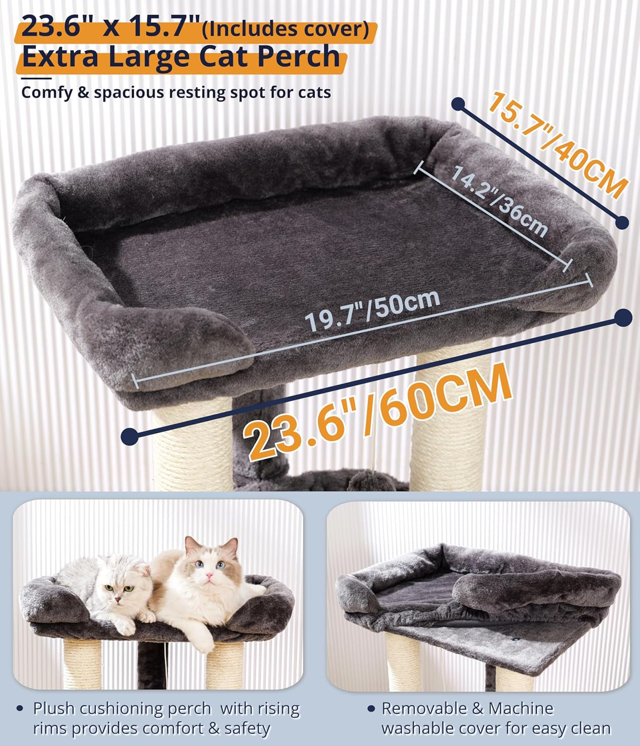 28-Inch Cat Tree for Large Cats | Window Perch, Hammock & Scratching Post