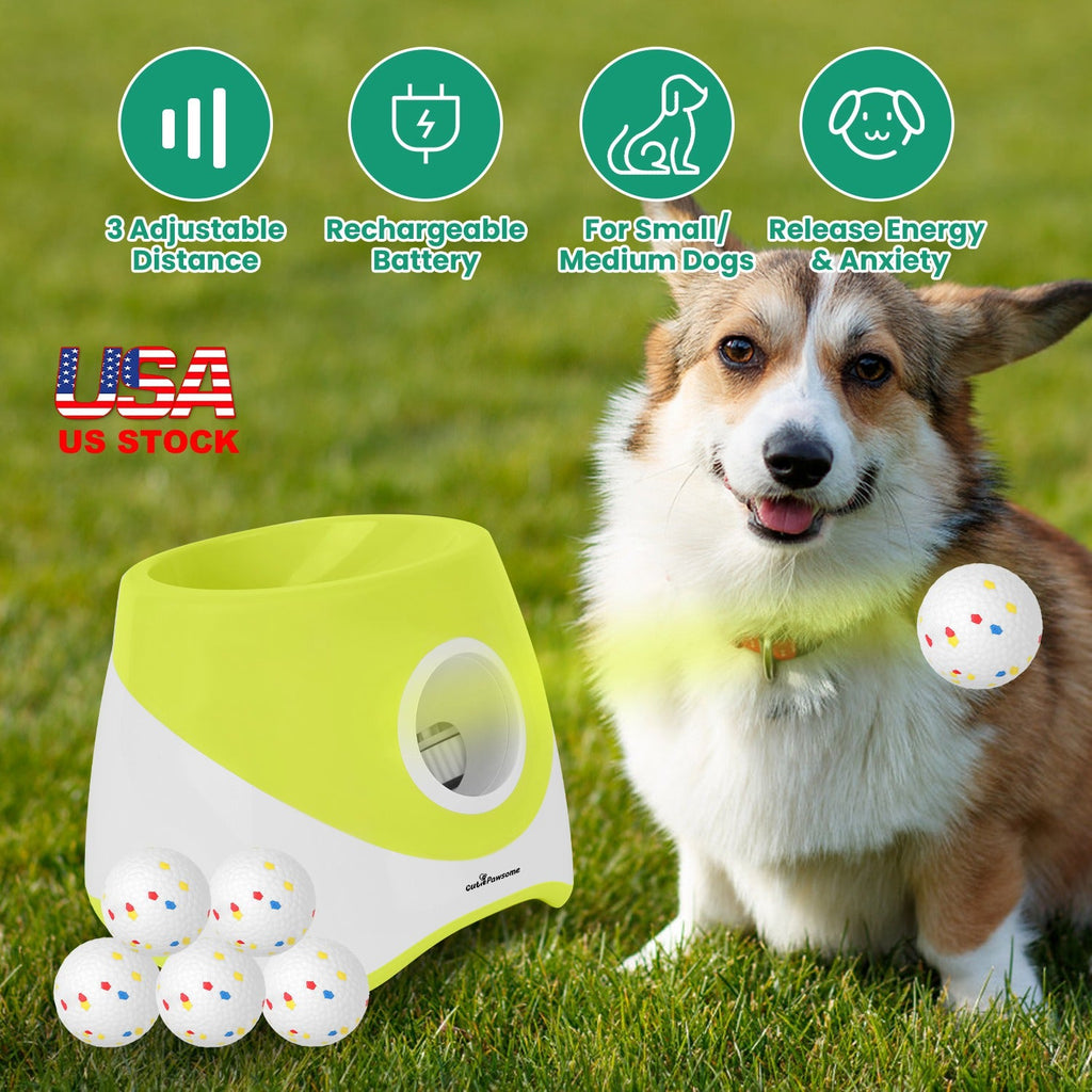 Automatic Dog Ball Launcher Rechargeable Interactive Pet Ball Thrower for Small Medium Dogs Interactive Dog Fetch Toy with 3 Adjustable Distance Setti