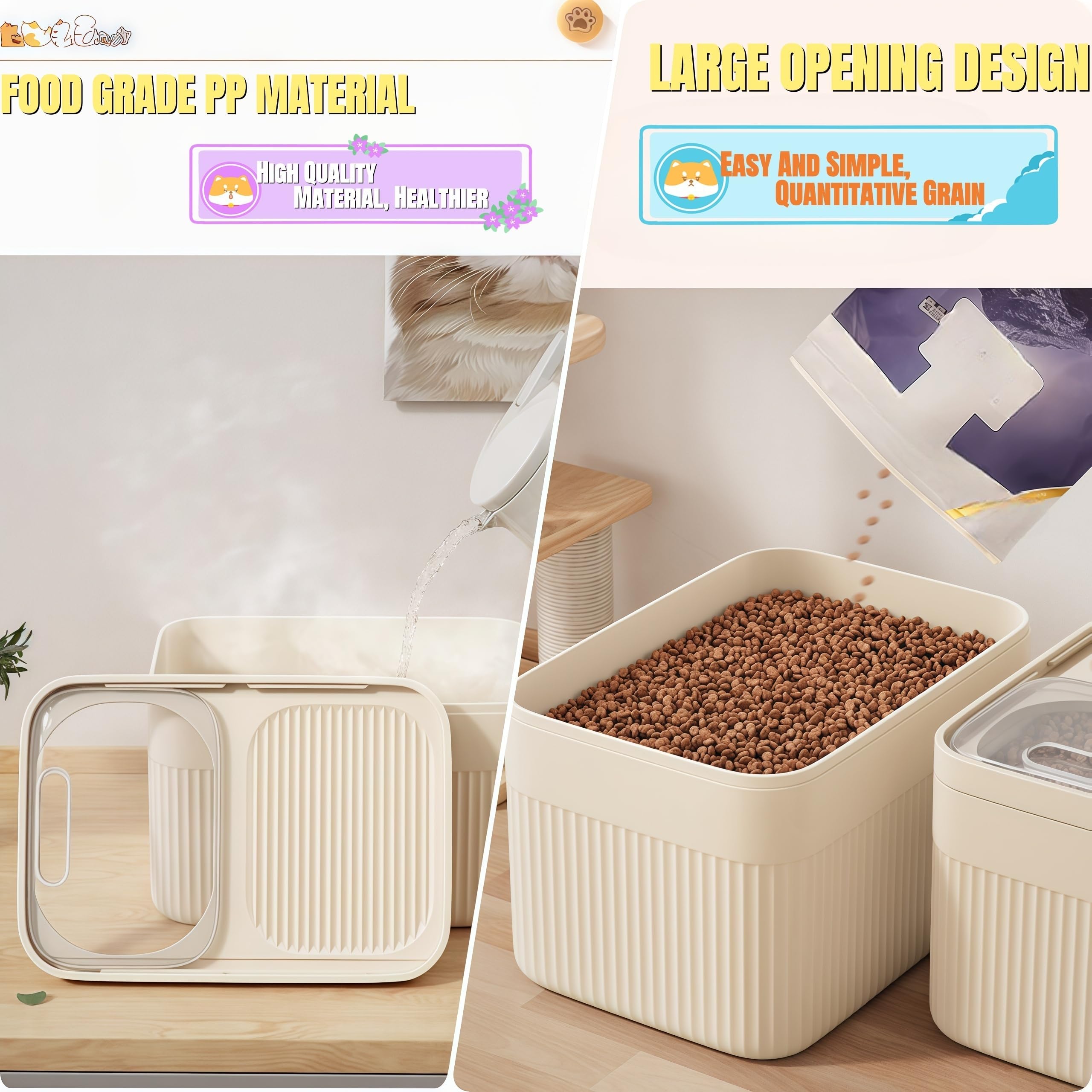 High-Capacity Pet Food Container Airtight With Cup, Dog Food Storage Container,Durable Design For Dog,Cat, Bird Food Storage, Keep Dry Food