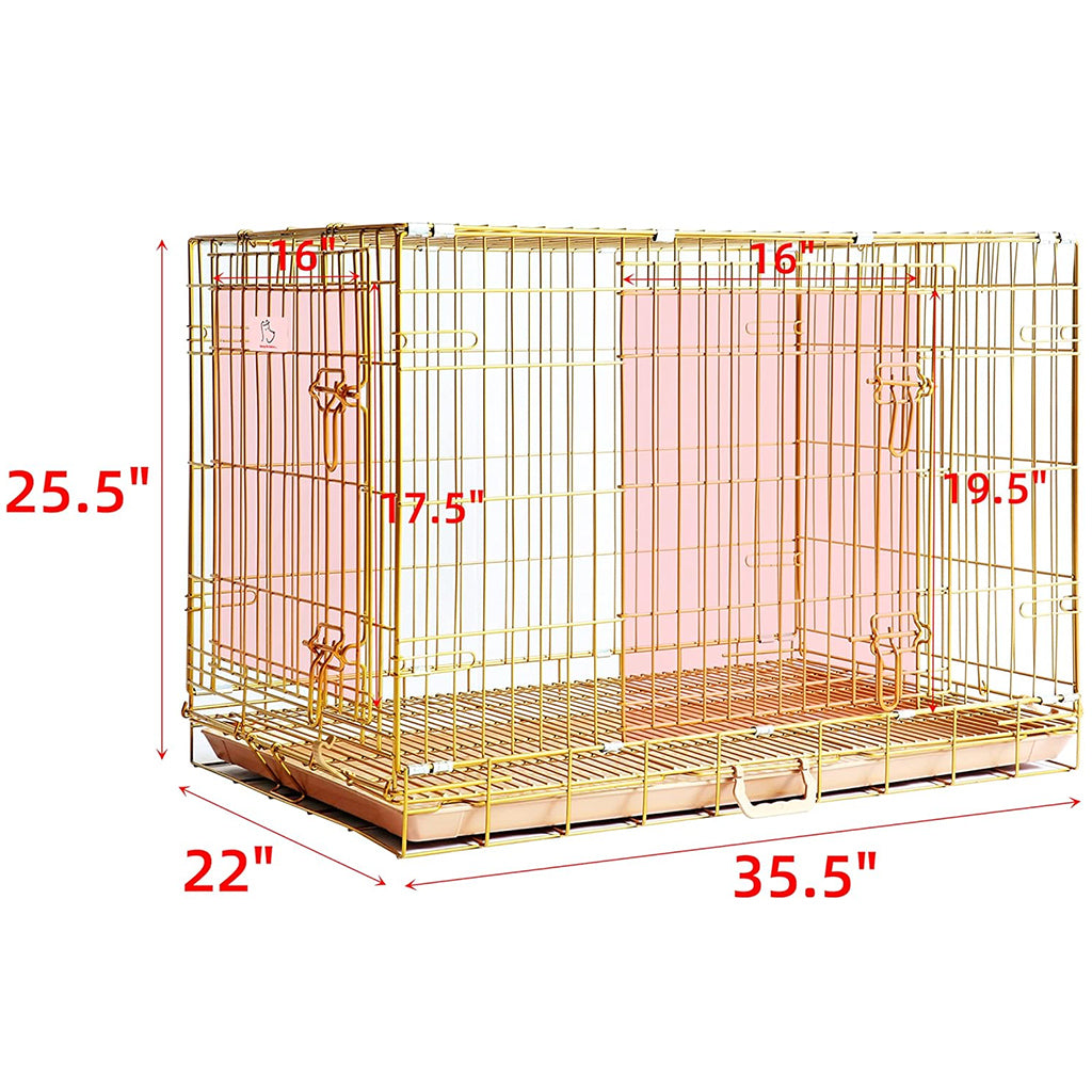 24-42" Collapsible Copper Gold Dog Crate GLD24/30/36/42
