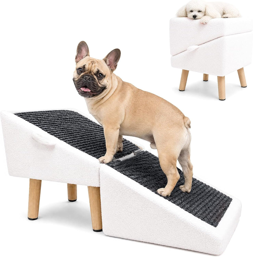 16in Dog Ramp Stairs Foldable Wooden Pet Ramp Ottoman for Couch Bed