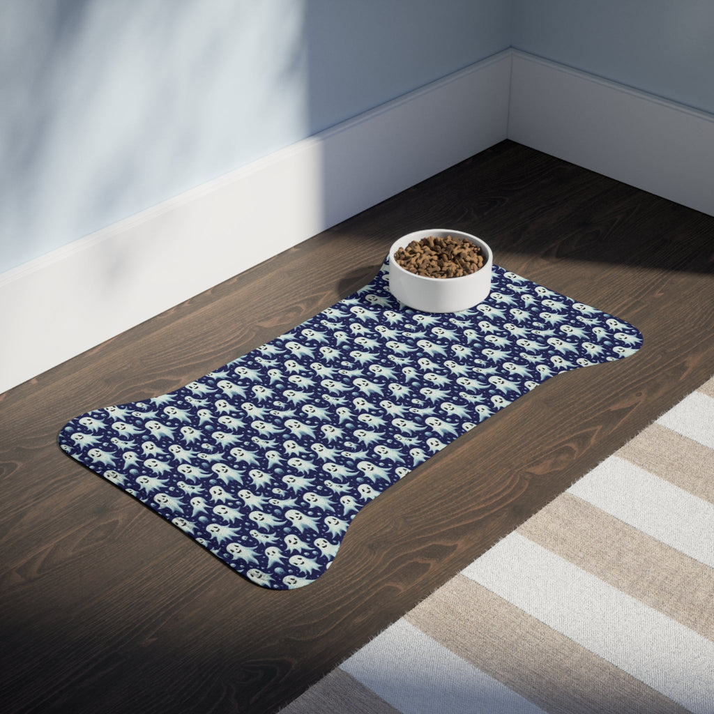 Midnight Mischief: A Thousand Friendly Ghosts Pattern - Pet Feeding Mat, pet mat, non-slip pet mat, cute pet mat