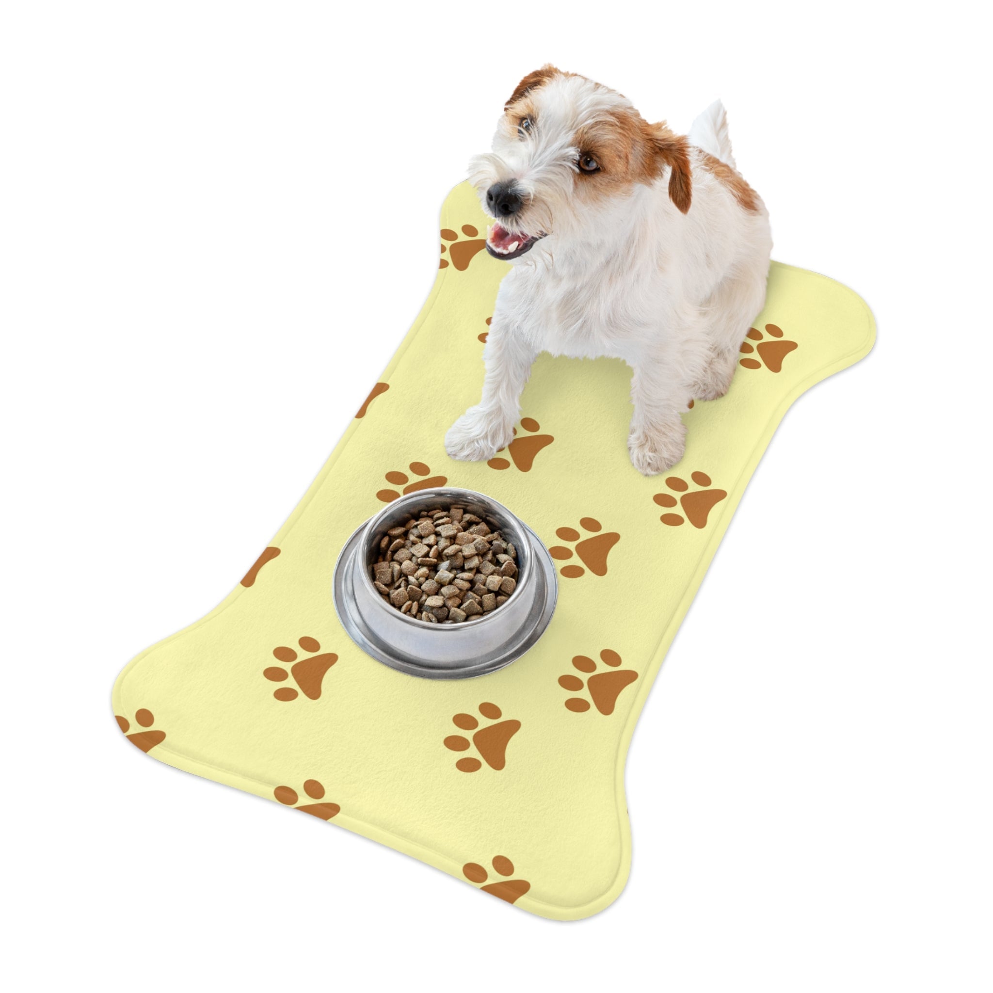Golden Pawprints on Buttercream Sky - Pet Feeding Mat, pet mat, non-slip mat, cute pet mat