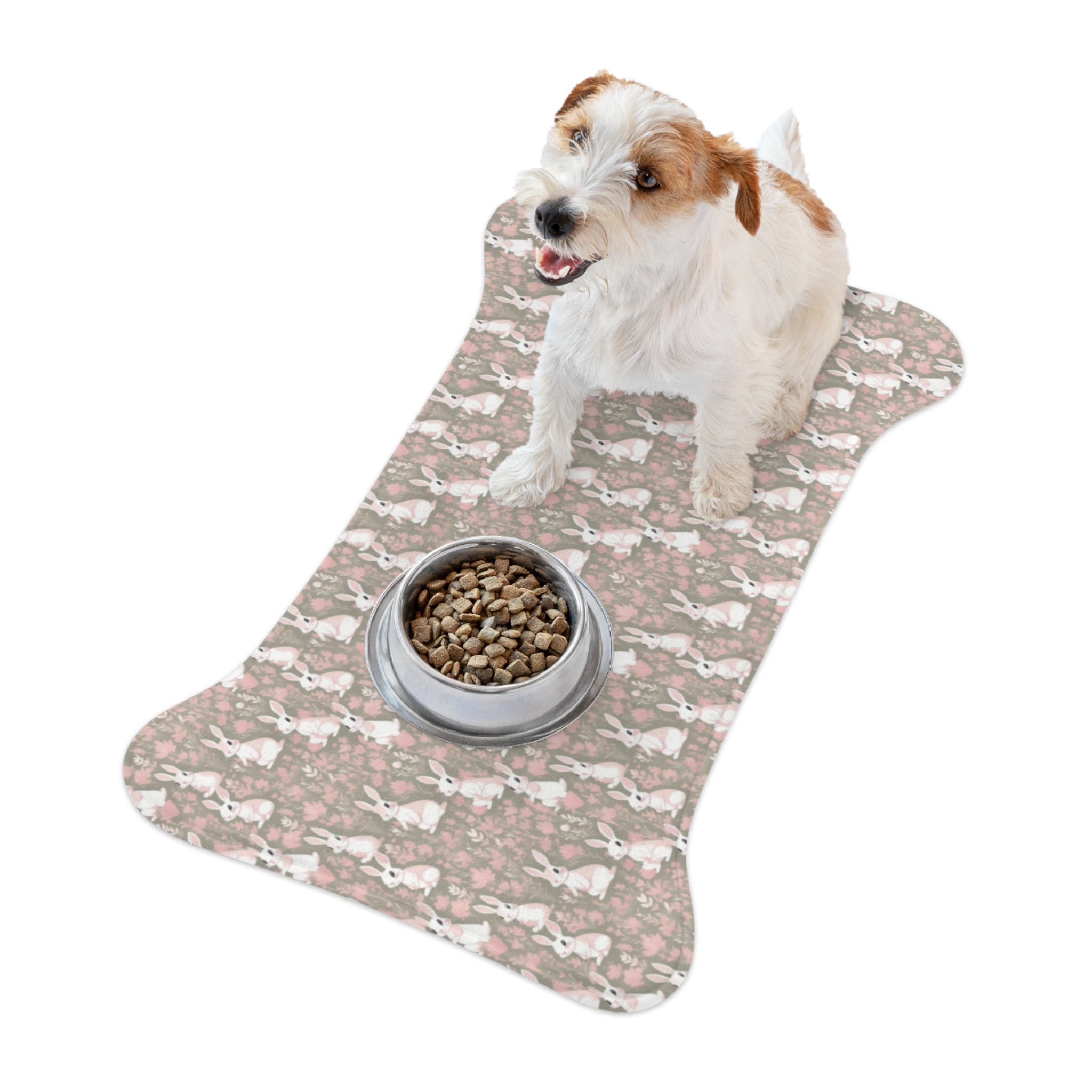 Blushing Meadow Bunny Parade Pattern - Pet Feeding Mat, pet mat, non-slip pet mat, cute pet mat