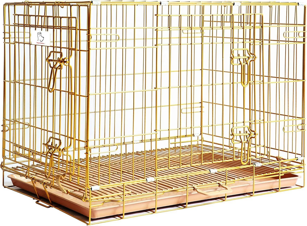24-42" Collapsible Copper Gold Dog Crate GLD24/30/36/42