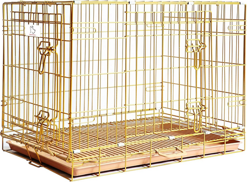 24-42" Collapsible Copper Gold Dog Crate GLD24/30/36/42