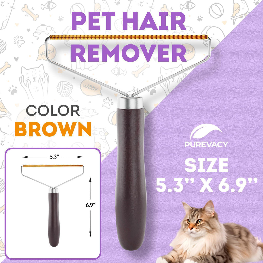 Pet Hair Remover Tool for Furniture Reusable Copper Teeth Wooden Handle