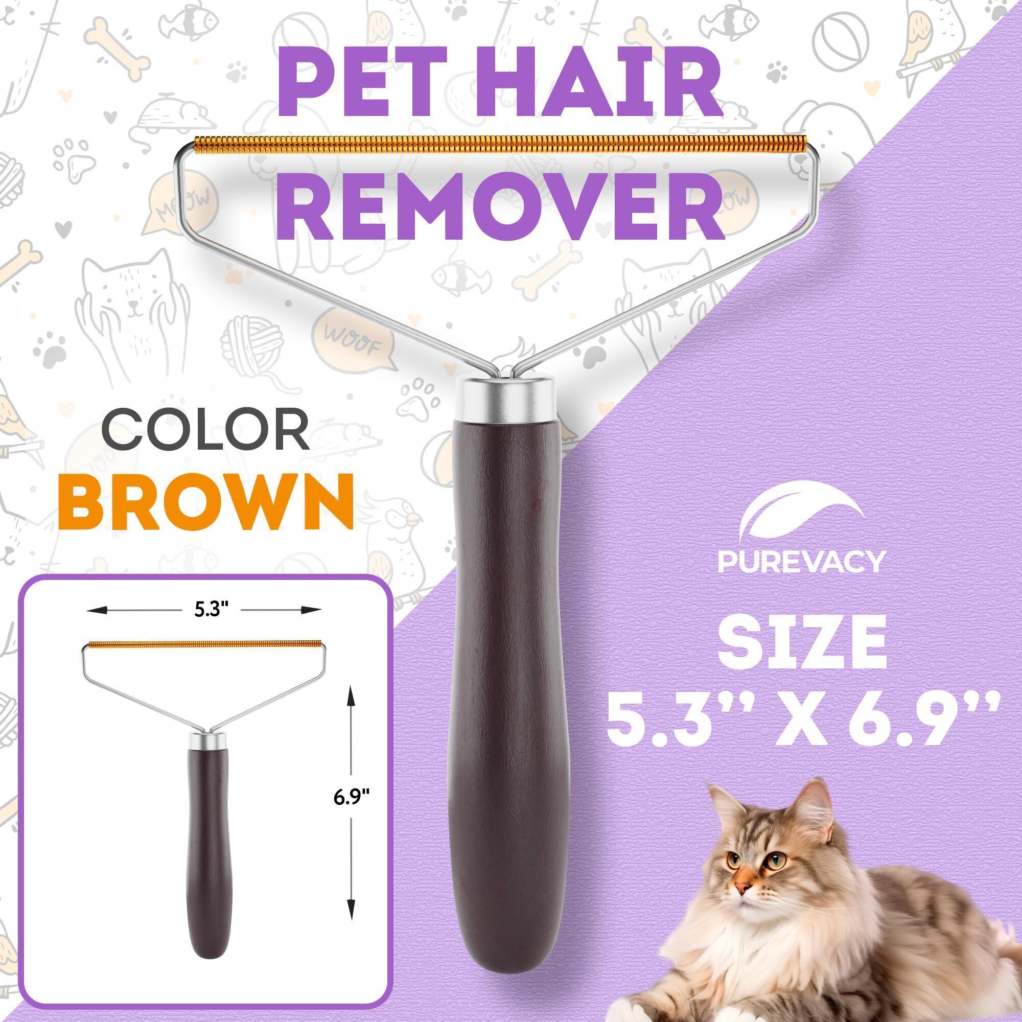 Pet Hair Remover Tool for Furniture Reusable Copper Teeth Wooden Handle