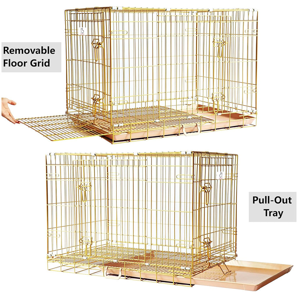 24-42" Collapsible Copper Gold Dog Crate GLD24/30/36/42