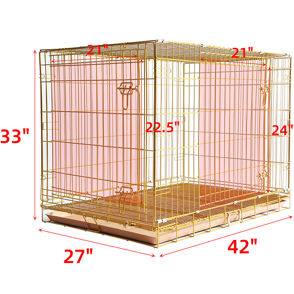 24-42" Collapsible Copper Gold Dog Crate GLD24/30/36/42