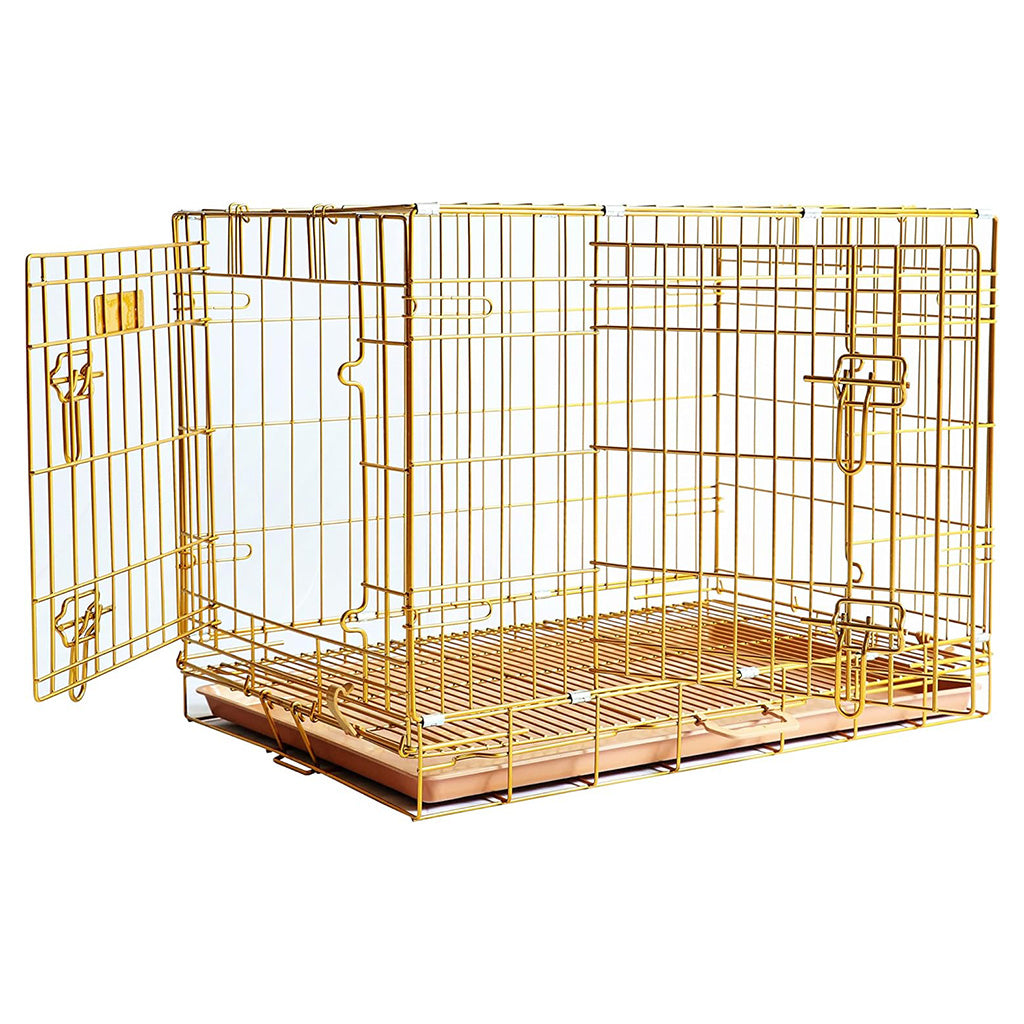 24-42" Collapsible Copper Gold Dog Crate GLD24/30/36/42