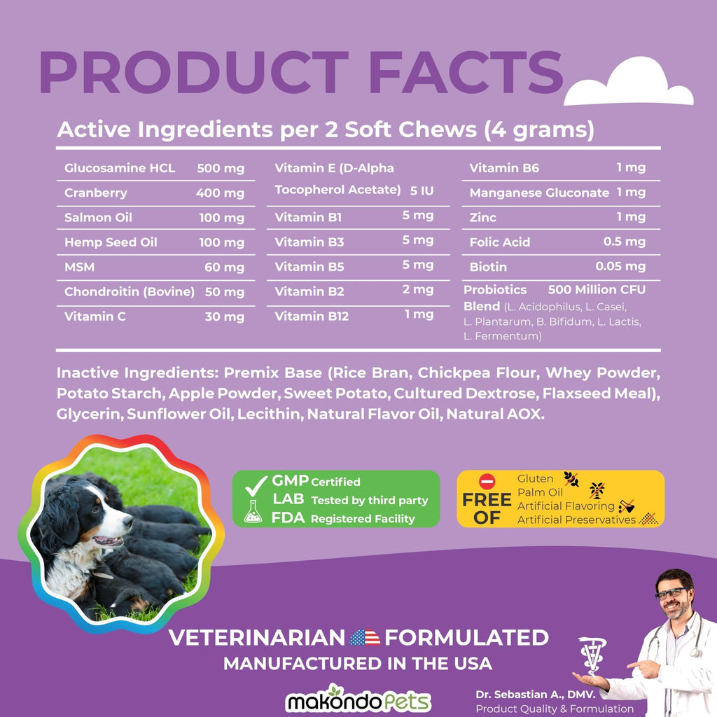 Dog Prenatal Vitamins 120 Soft Chews Folic Acid Zinc B-Complex DHA & EPA