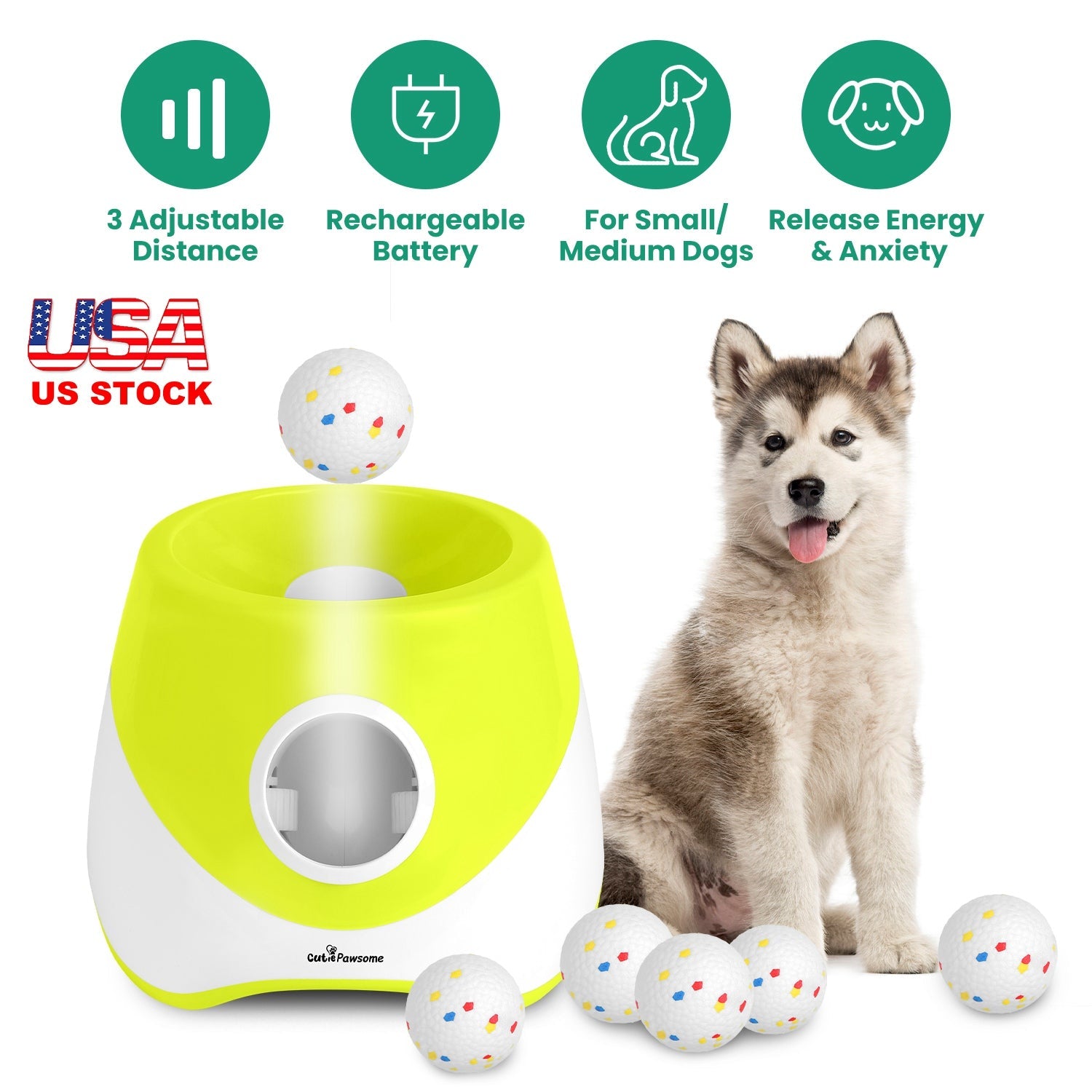 Automatic Dog Ball Launcher Rechargeable Interactive Pet Ball Thrower for Small Medium Dogs Interactive Dog Fetch Toy with 3 Adjustable Distance Setti