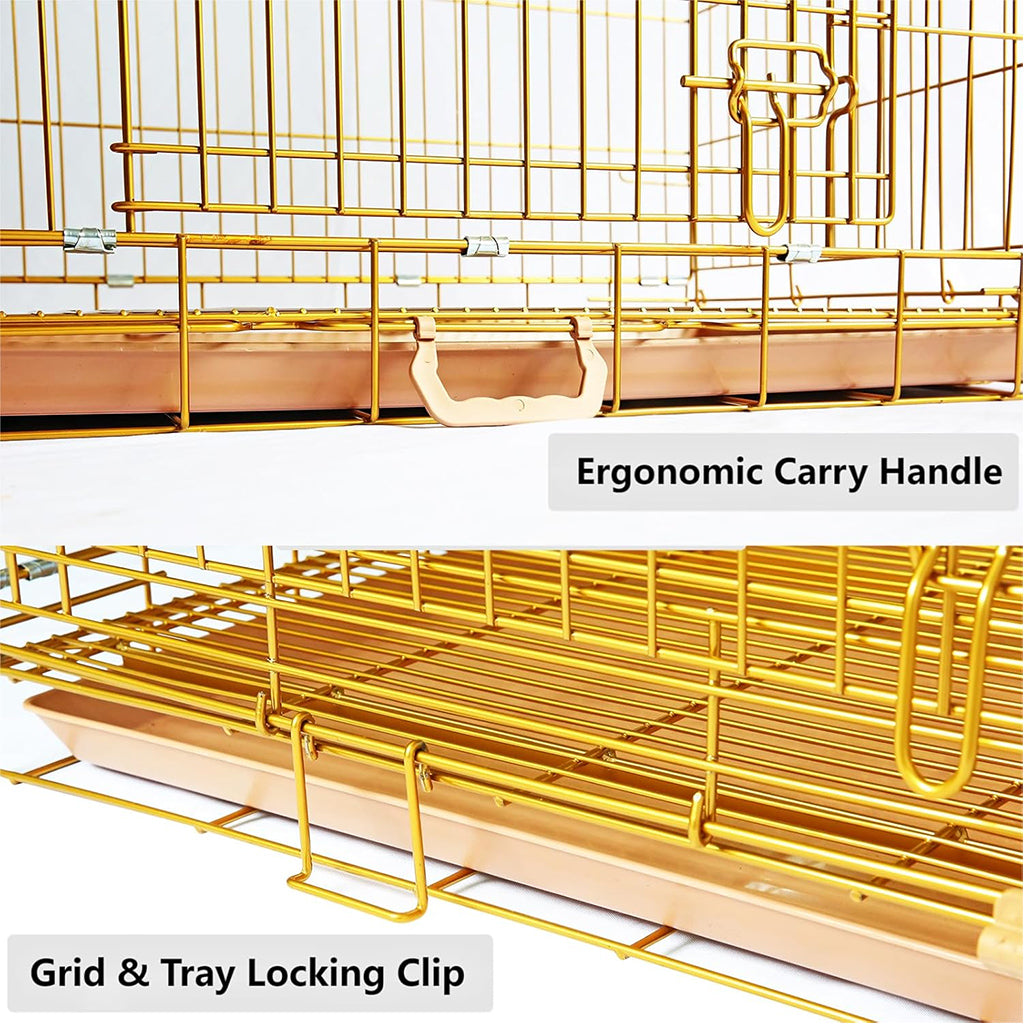 24-42" Collapsible Copper Gold Dog Crate GLD24/30/36/42