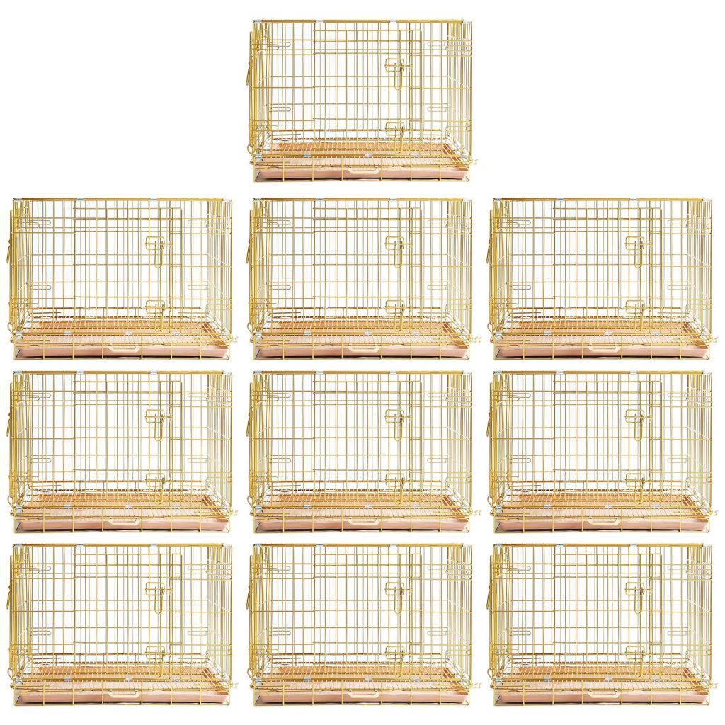 24-42" Collapsible Copper Gold Dog Crate GLD24/30/36/42