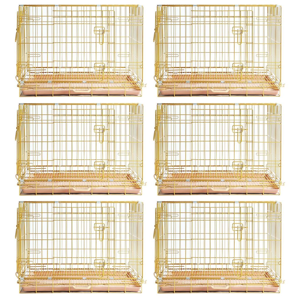 24-42" Collapsible Copper Gold Dog Crate GLD24/30/36/42