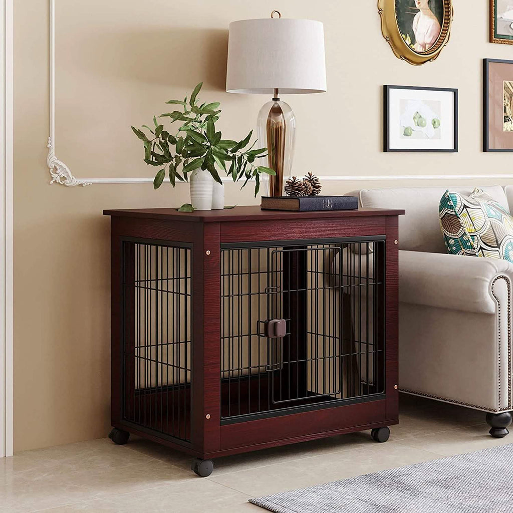 31-Inch Furniture Style Pet Dog Crate Cage with Wooden Structure