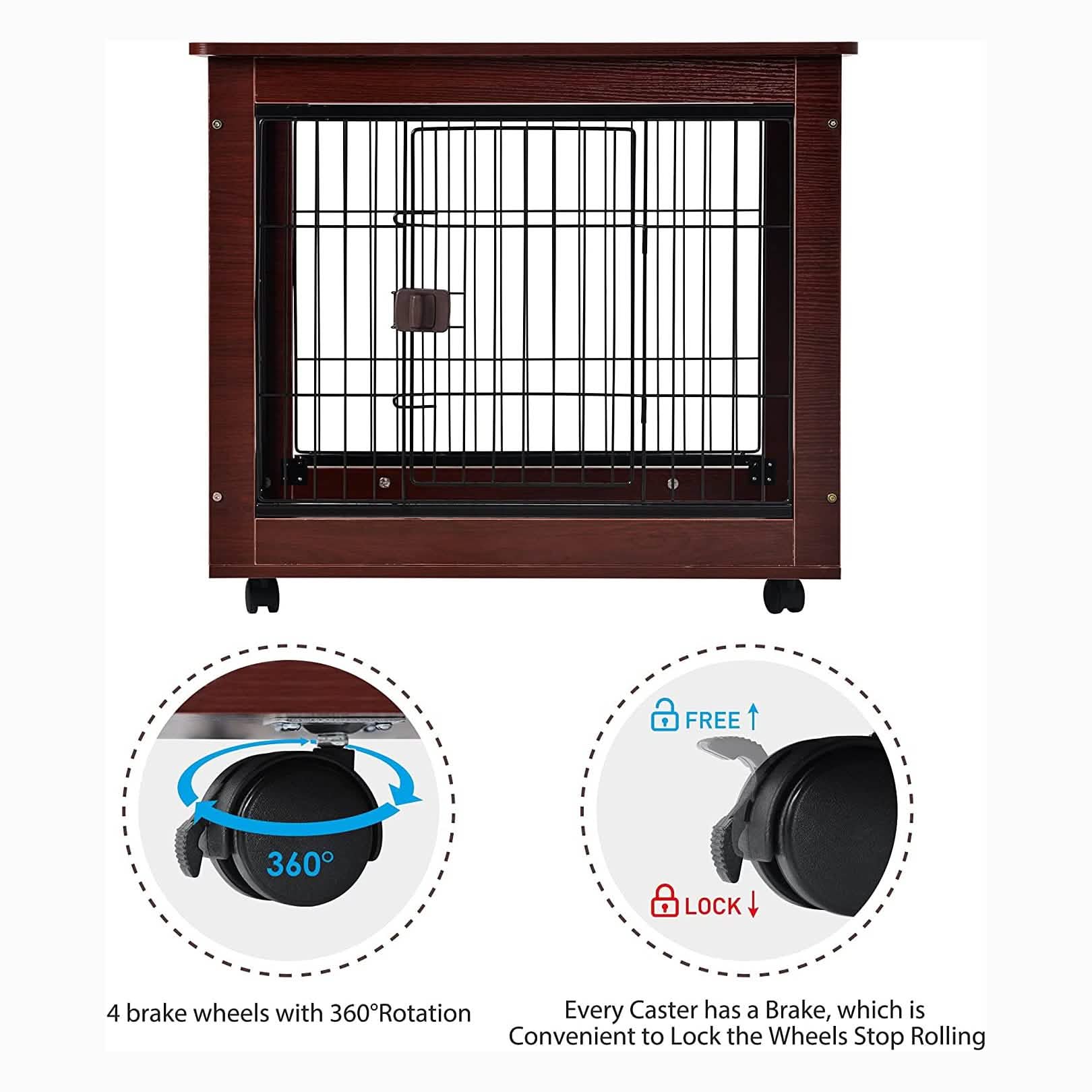 31-Inch Furniture Style Pet Dog Crate Cage with Wooden Structure
