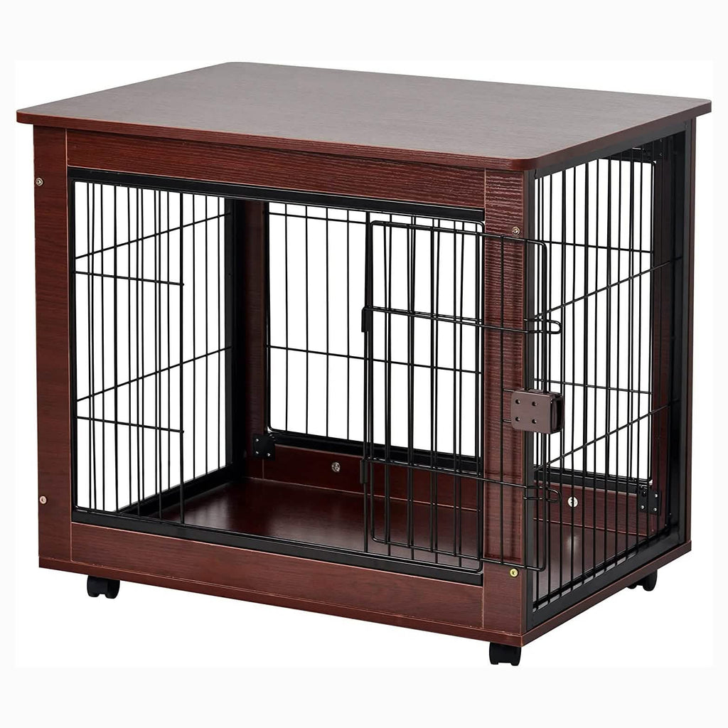 31-Inch Furniture Style Pet Dog Crate Cage with Wooden Structure