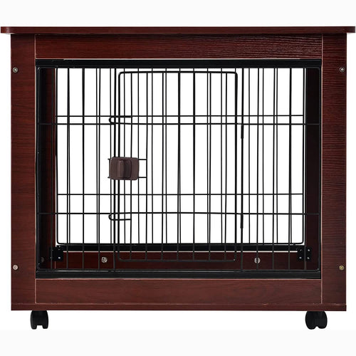 31-Inch Furniture Style Pet Dog Crate Cage with Wooden Structure