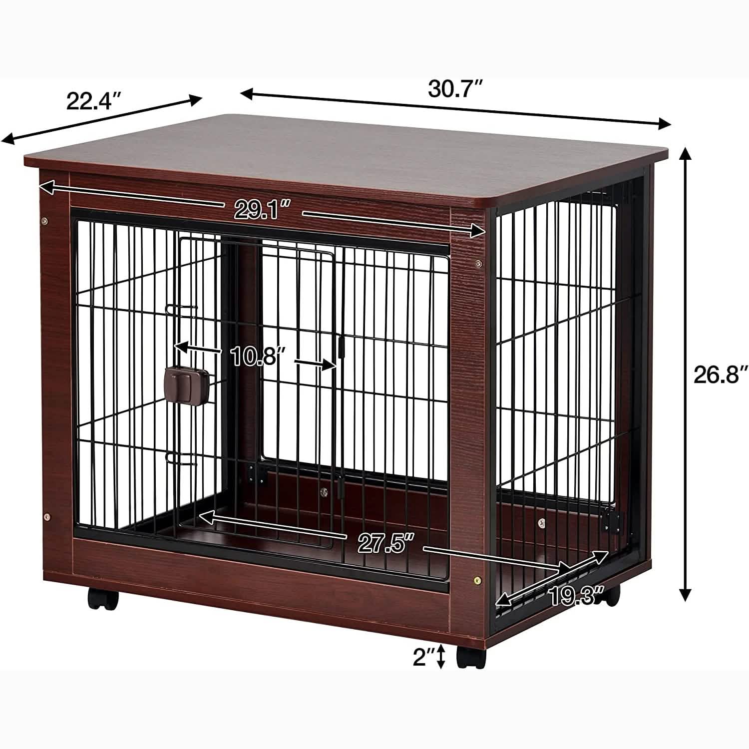 31-Inch Furniture Style Pet Dog Crate Cage with Wooden Structure