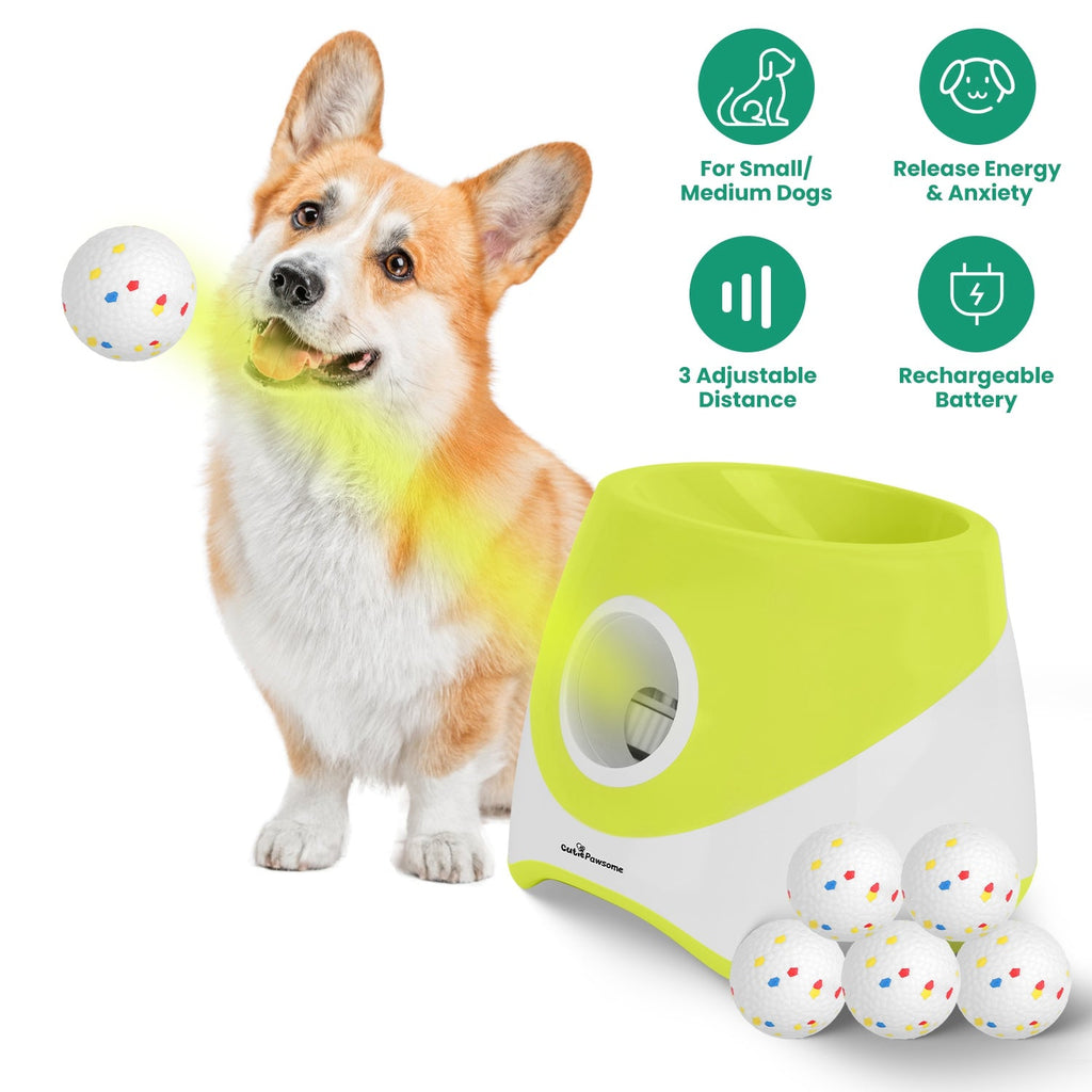 Automatic Dog Ball Launcher Rechargeable Interactive Pet Ball Thrower for Small Medium Dogs Interactive Dog Fetch Toy with 3 Adjustable Distance Setti
