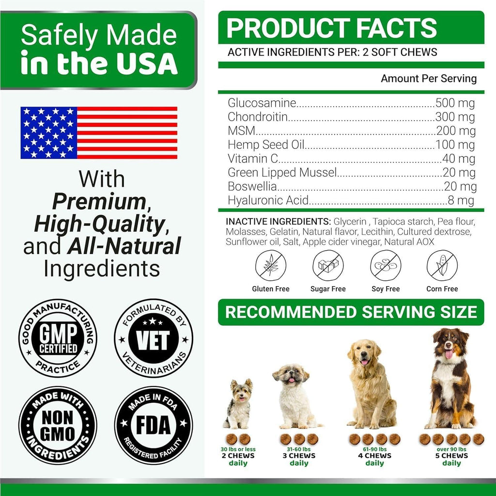 Glucosamine for Dogs 2-Pack Chondroitin Joint Pain Relief