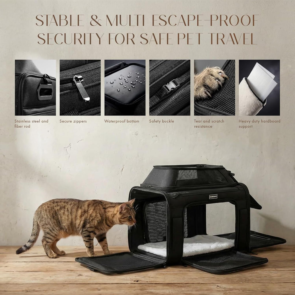 Expandable Pet Carrier Airline Approved Soft Sided Cat Dog Carrier