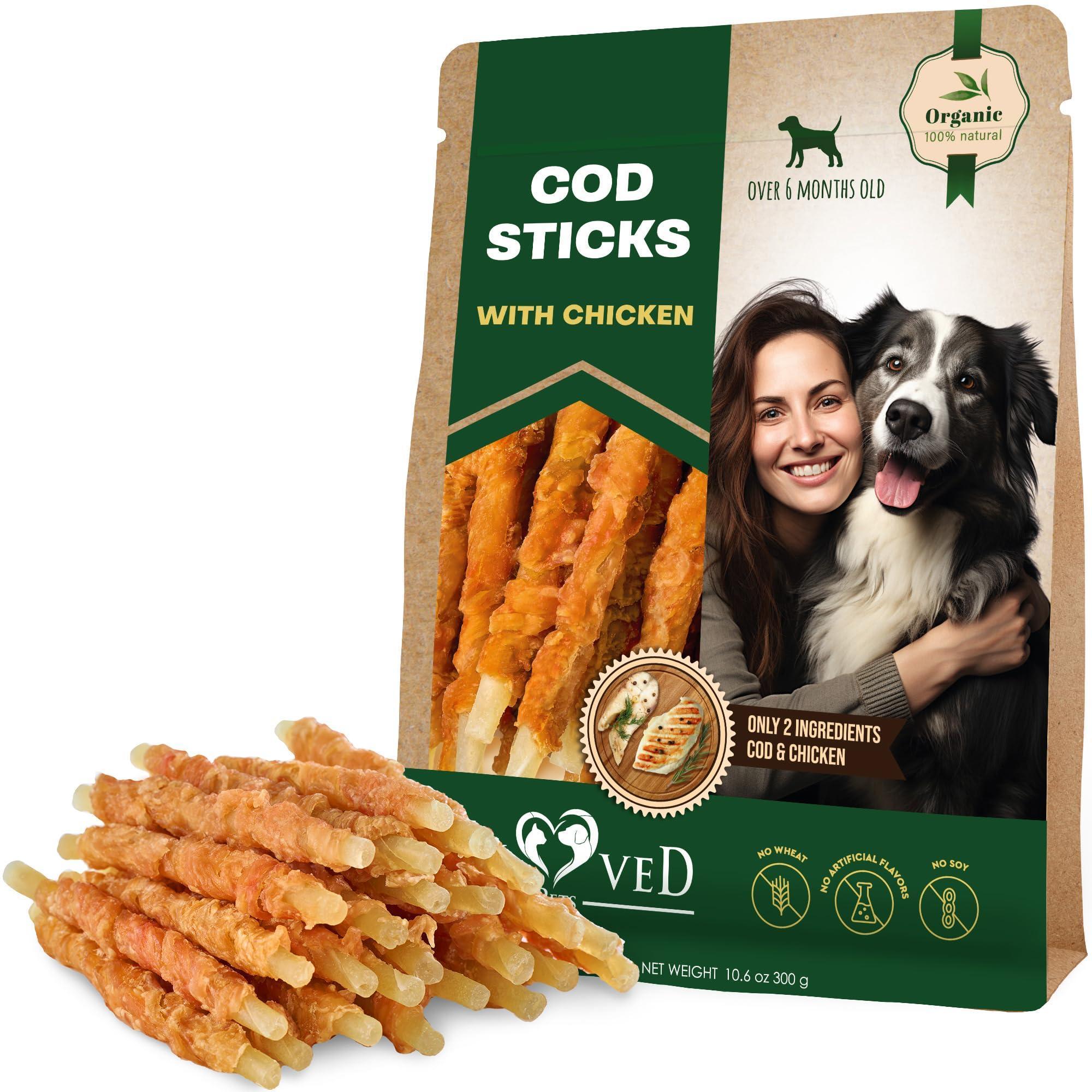 Cod Sticks Dog Treats Chicken-Wrapped Rawhide-Free & Grain-Free Chews