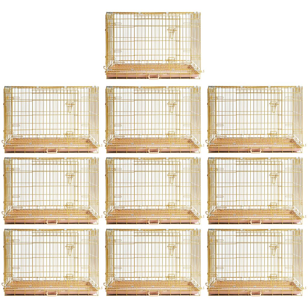 24-42" Collapsible Copper Gold Dog Crate GLD24/30/36/42
