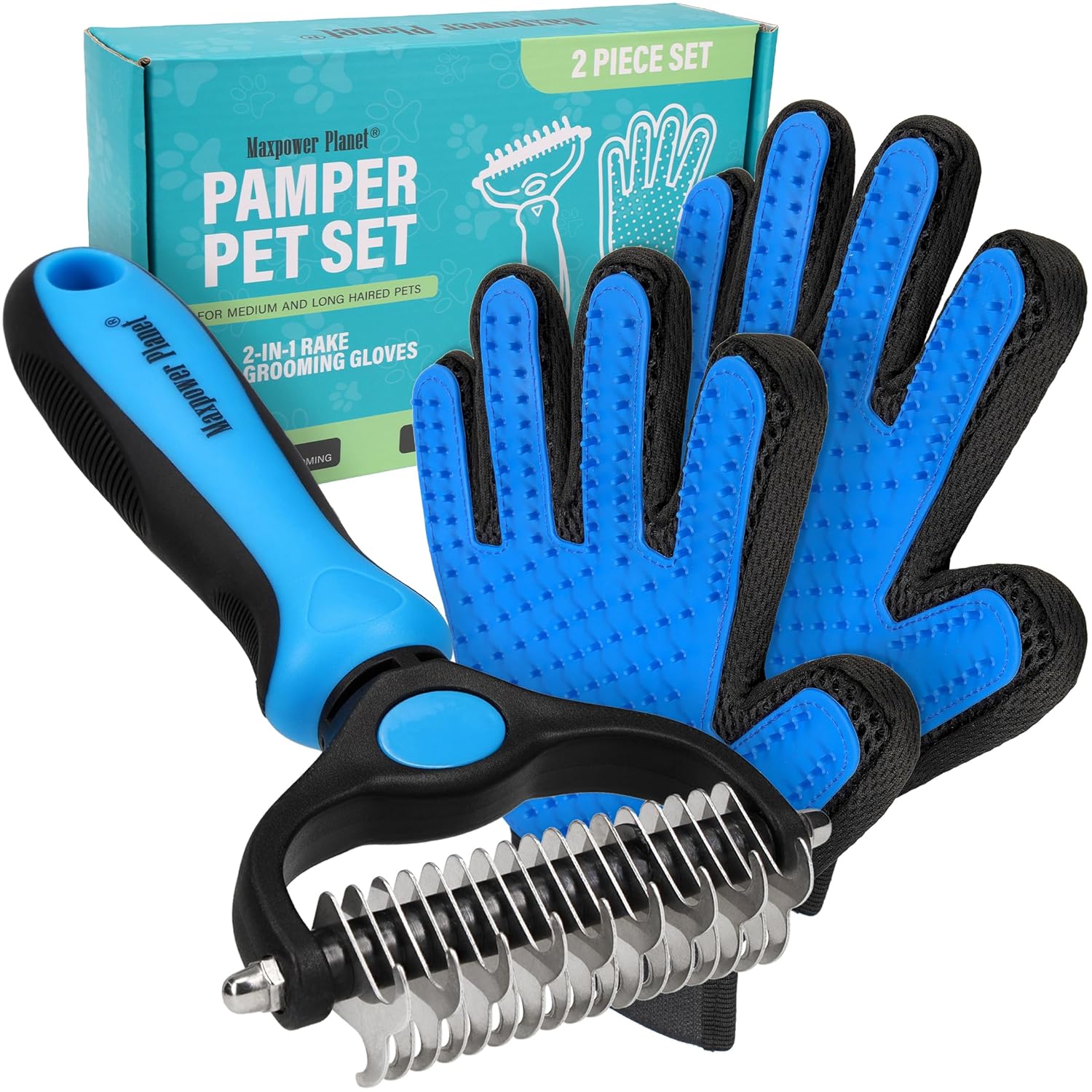 Maxpower Dual-Sided Pet Grooming Rake for Dogs & Cats – Dematting Tool