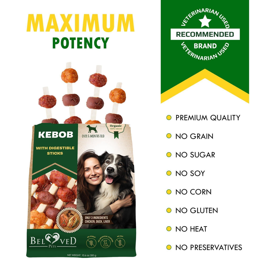 Kabob Dog Treats Duck & Chicken Rawhide-Free & Grain-Free Dental Support