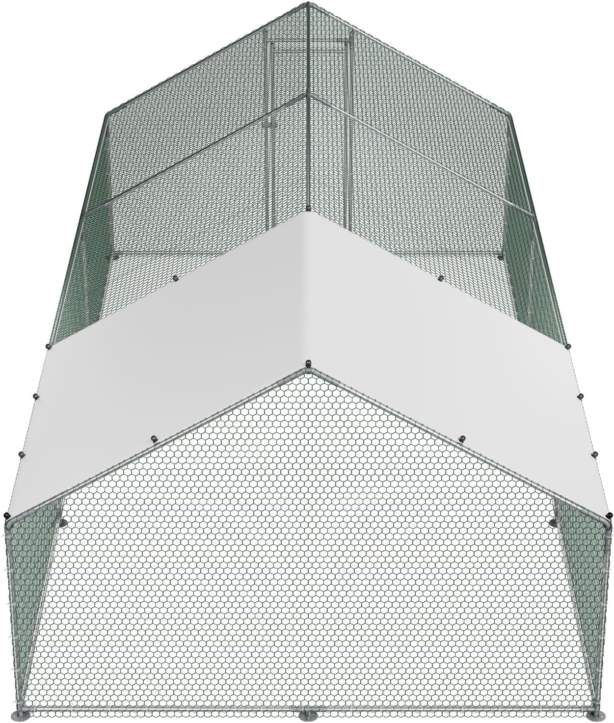 VEVOR Large Metal Chicken Coop, Walk-in Poultry Cage With Waterproof Cover, Outdoor Hen House For Chicken Duck Rabbit Farm