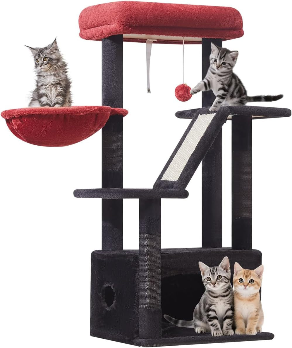 38-Inch Cat Tree for Indoor Cats | Kitten Tower with Condo, Hammock & Perch