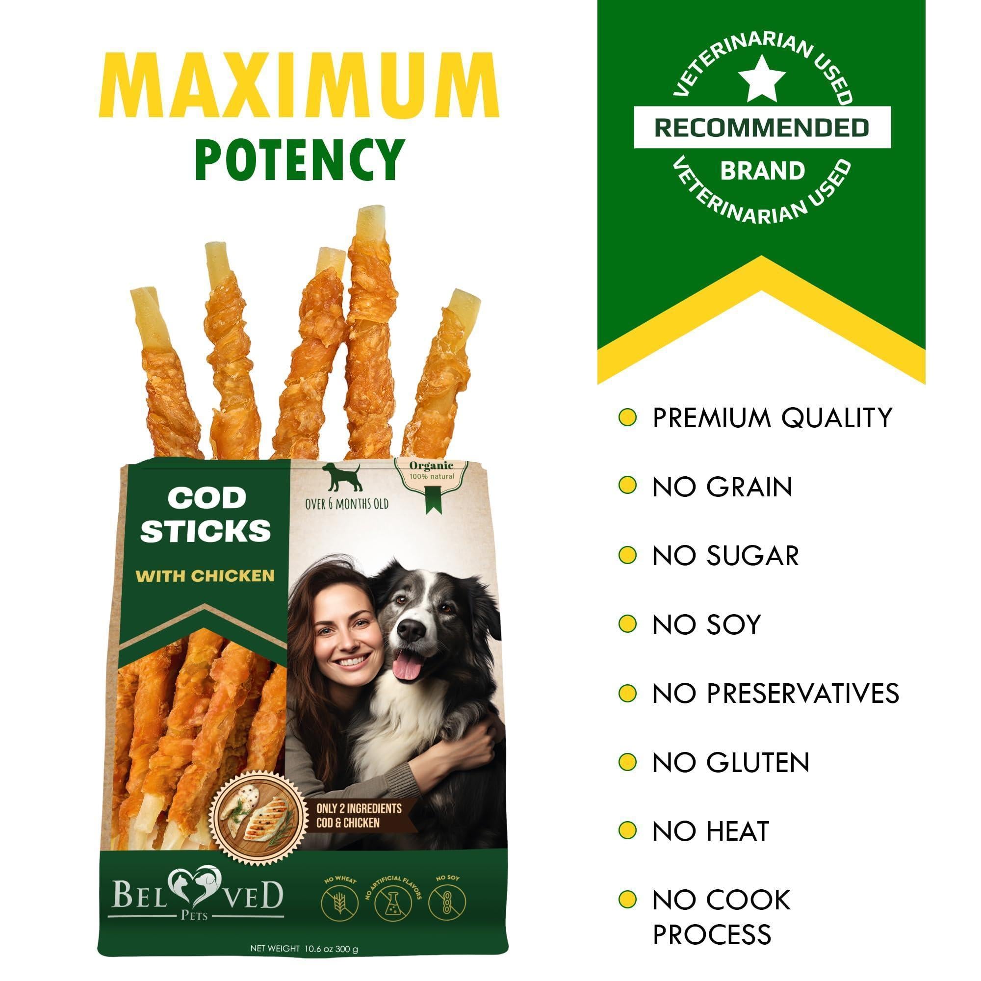 Cod Sticks Dog Treats Chicken-Wrapped Rawhide-Free & Grain-Free Chews