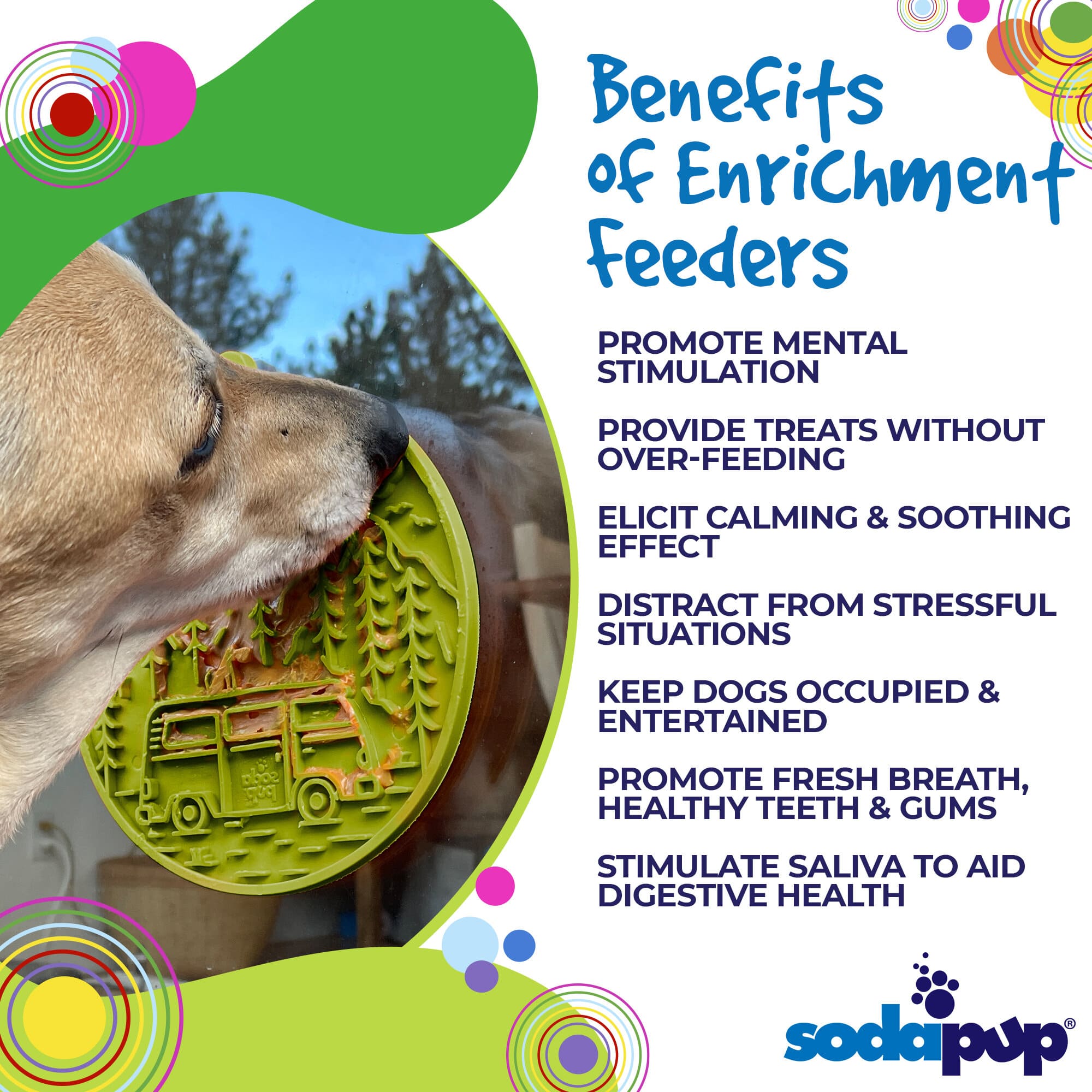 Camp eMat - Enrichment Lick Mat For Dogs and Cats - Silicone with Suction Cups | Retro Van Design | USA Made