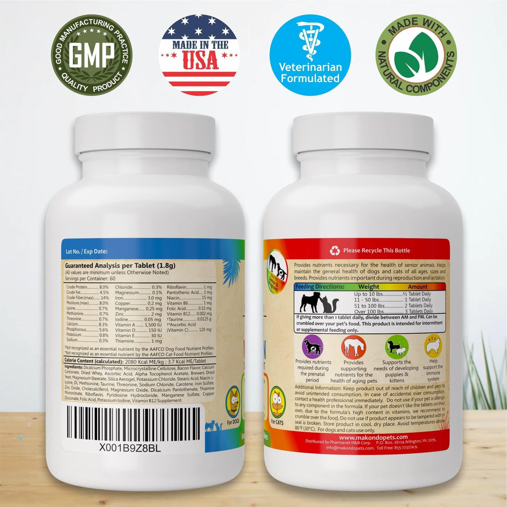 Prenatal Vitamins for Dogs & Cats 60 Pills Folic Acid & Minerals