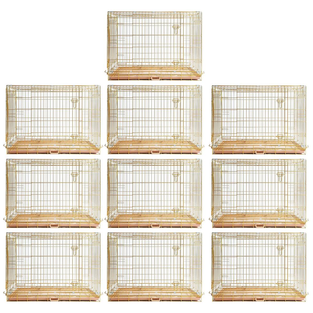 24-42" Collapsible Copper Gold Dog Crate GLD24/30/36/42