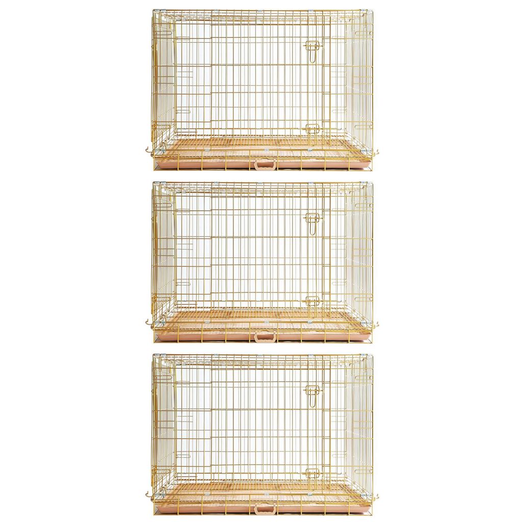 24-42" Collapsible Copper Gold Dog Crate GLD24/30/36/42
