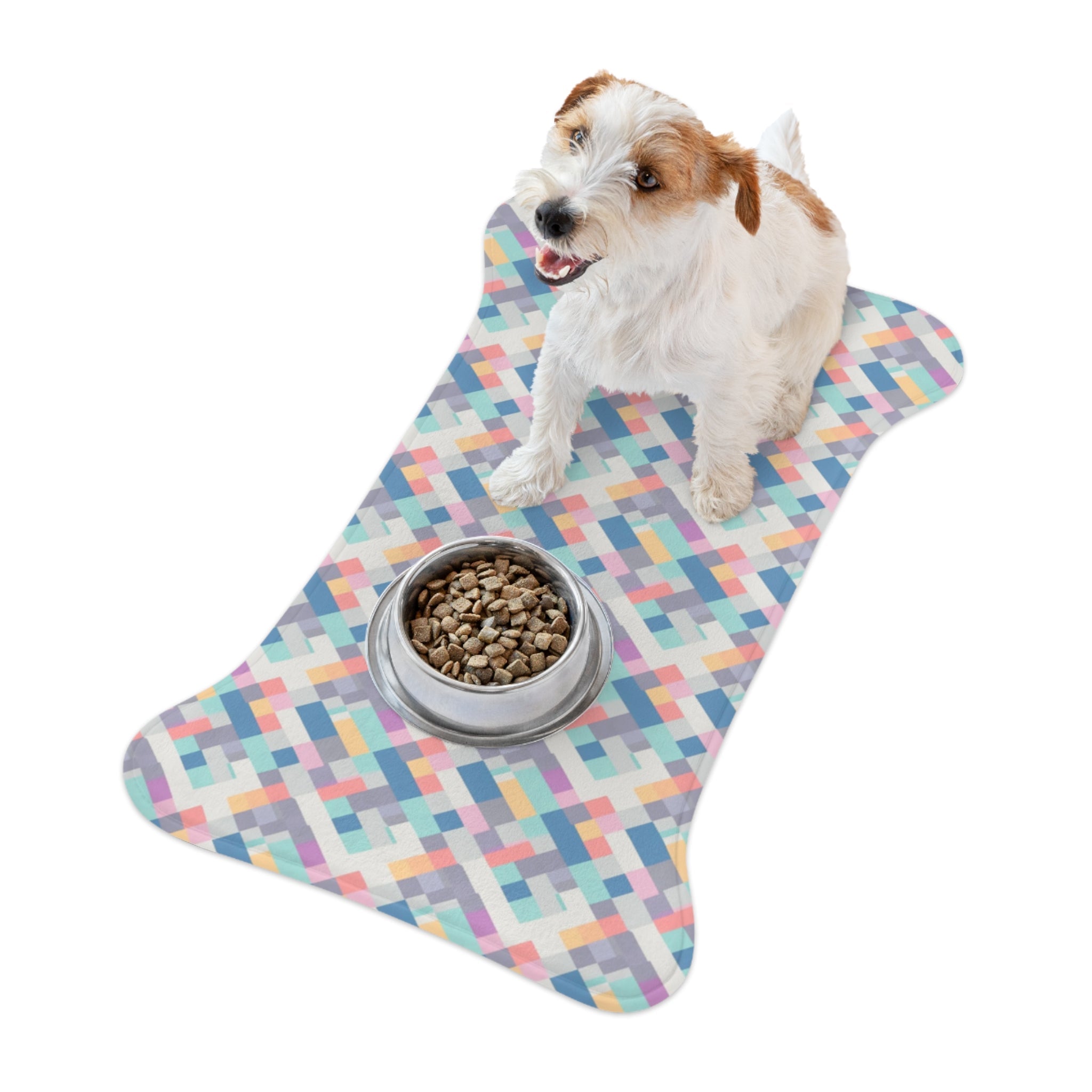 Pastel Pixel Weave in Diagonal Harmony - Pet Feeding Mat, pet mat, non-slip pet mat, cute pet mat