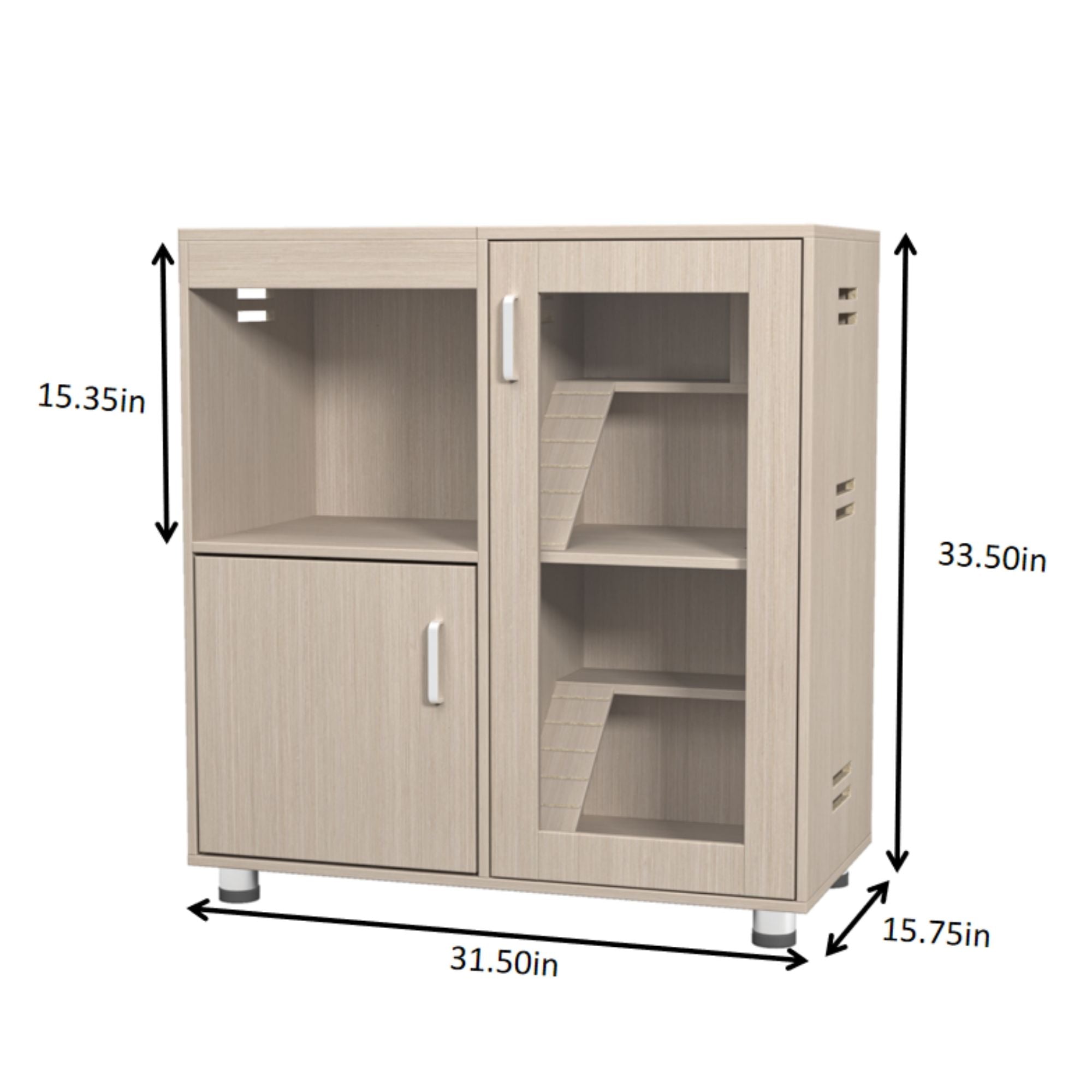 4 Tier Hamster Cage With Acrylic Windows And Storage Cabinet
