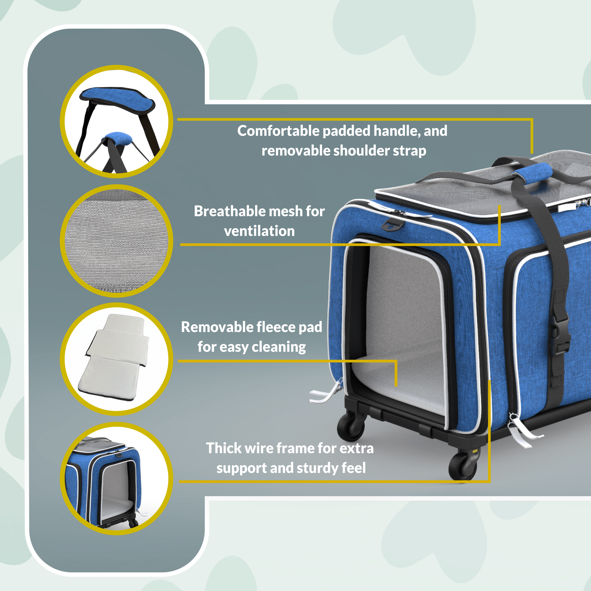 Rolling Rover Airline Compliant Expandable Wheeled Pet Carrier