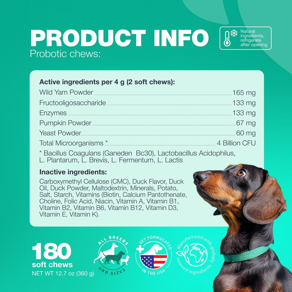 Probiotics for Dogs Digestive Enzymes Gut Health Pumpkin & Yeast Powder