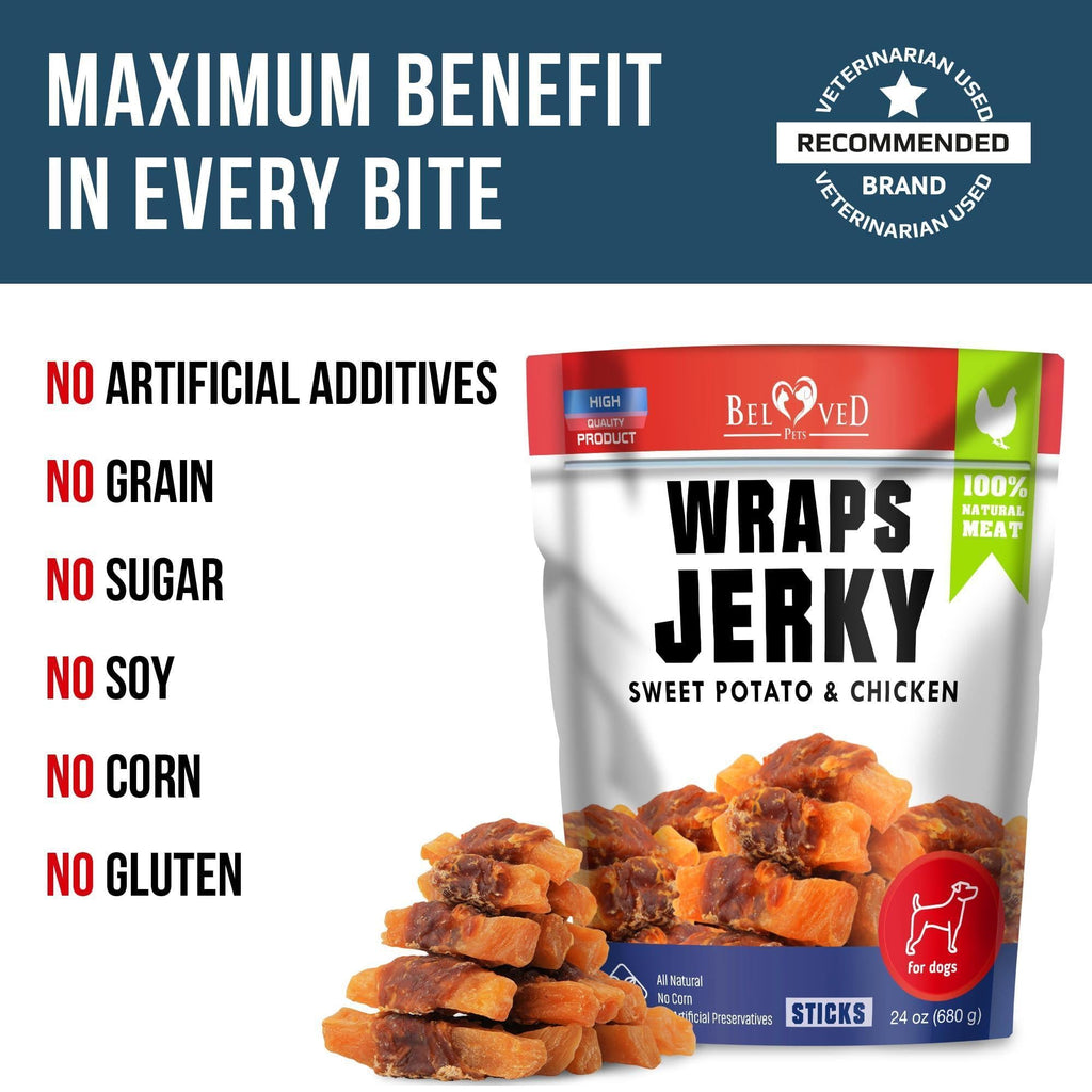 Chicken Jerky Dog Treats 24 oz Human-Grade Grain-Free Sweet Potato