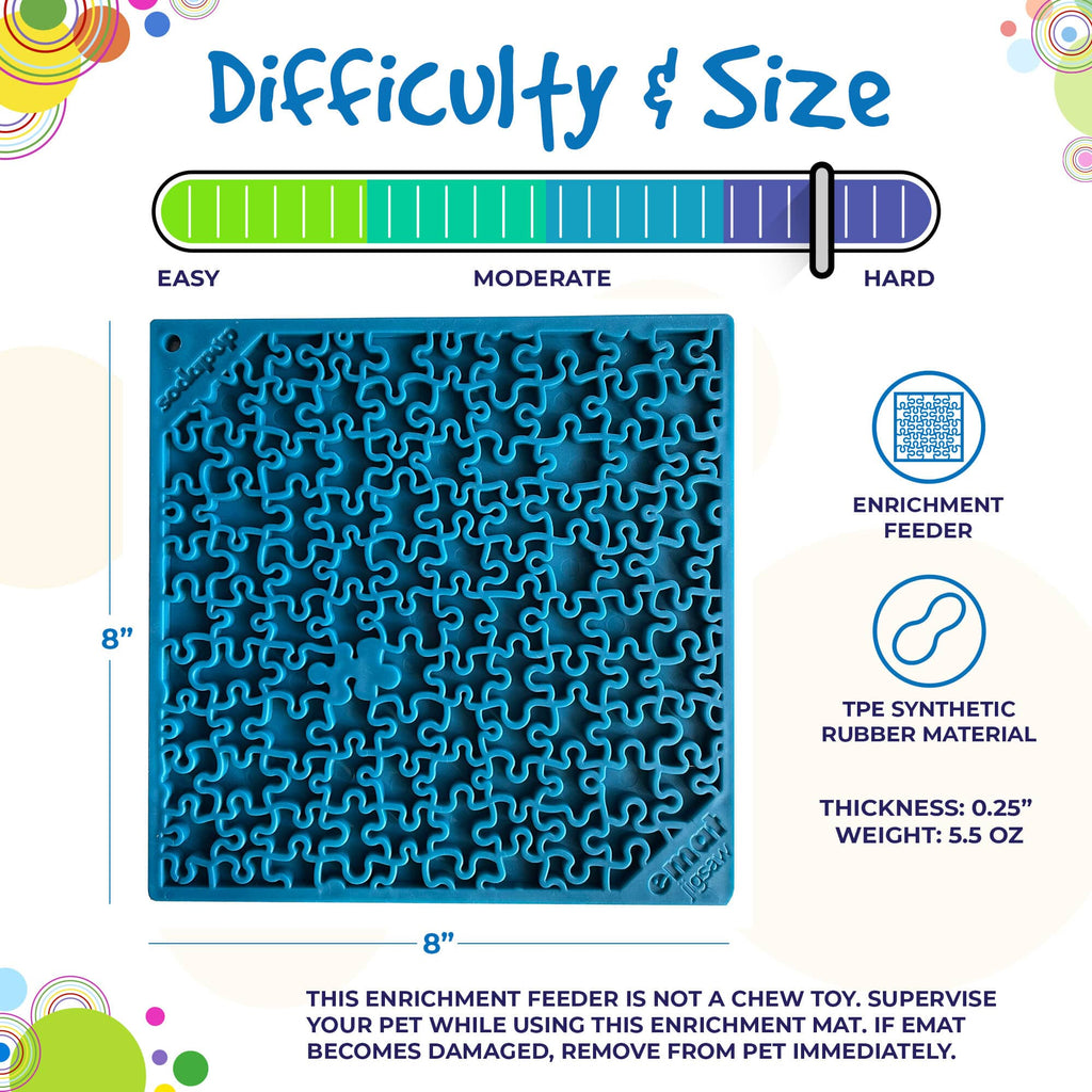 Jigsaw Puzzle eMat - Enrichment Lick Mat for Dogs and Cats | eMat Enrichment Toy for Anxiety Relief | USA Made,  silicone lick mat
